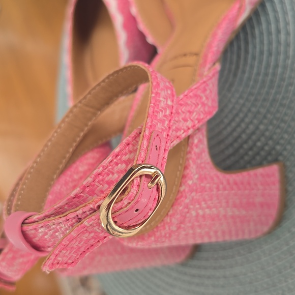 LC LAUREN CONRAD WOMEN'S PINK AND WHITE STRAPPY HEELS SIZE 8 - Picture 7 of 13